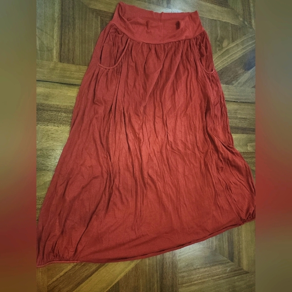 Garnet Hill Dresses & Skirts - Garnet Hill Favorite Maxi Skirt XL Cotton Modal Knit Pull On Burnt Orange